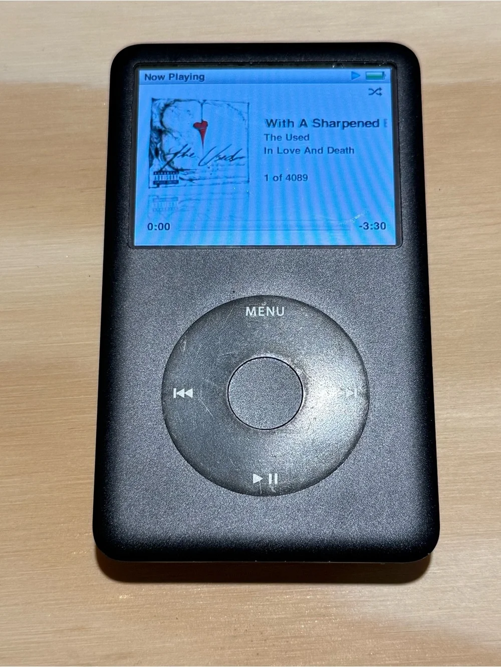 iPod Model:A1238 6thGEN 80GB Blk Tested Bad Battery 30m-1HR w/4089Song-Charg!!